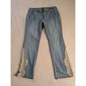 Vintage FUBU The Collection Women's Jeans Side Zip Lace 18W Y2K Bootcut Denim